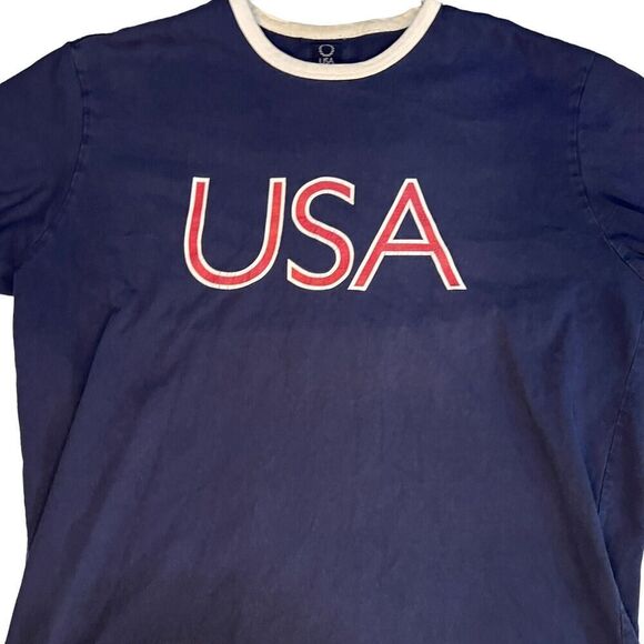 2004 Roots USA Olympics T-Shirt Size XL Navy USA Spellout Short Sleeve Shirt - Picture 3 of 8